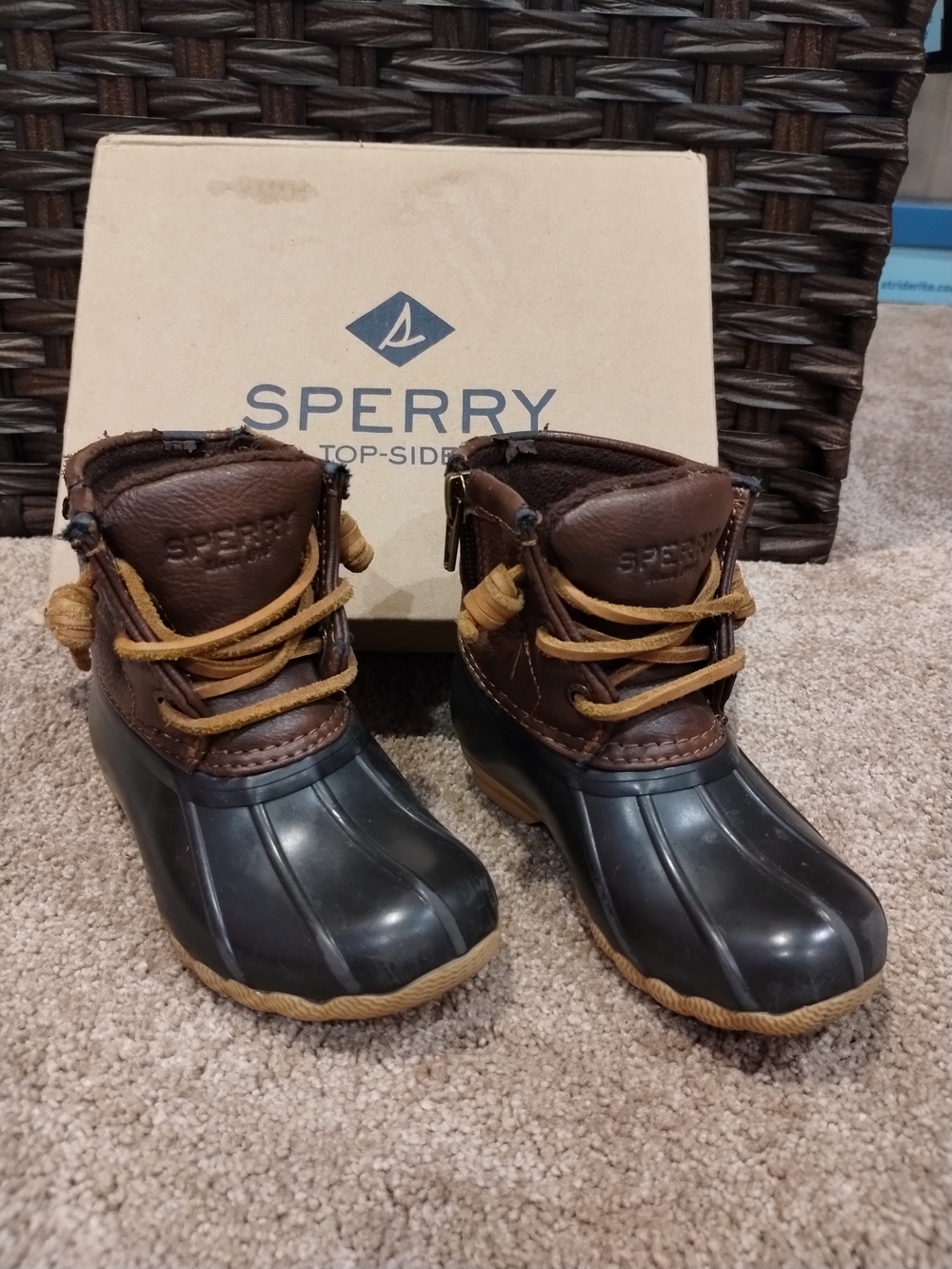 Sperry Kids Brown & Black Rubber Saltwater Boots
